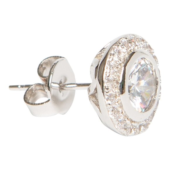 Genevive Jewelry Silver Pave Studs - Picture 4 of 5